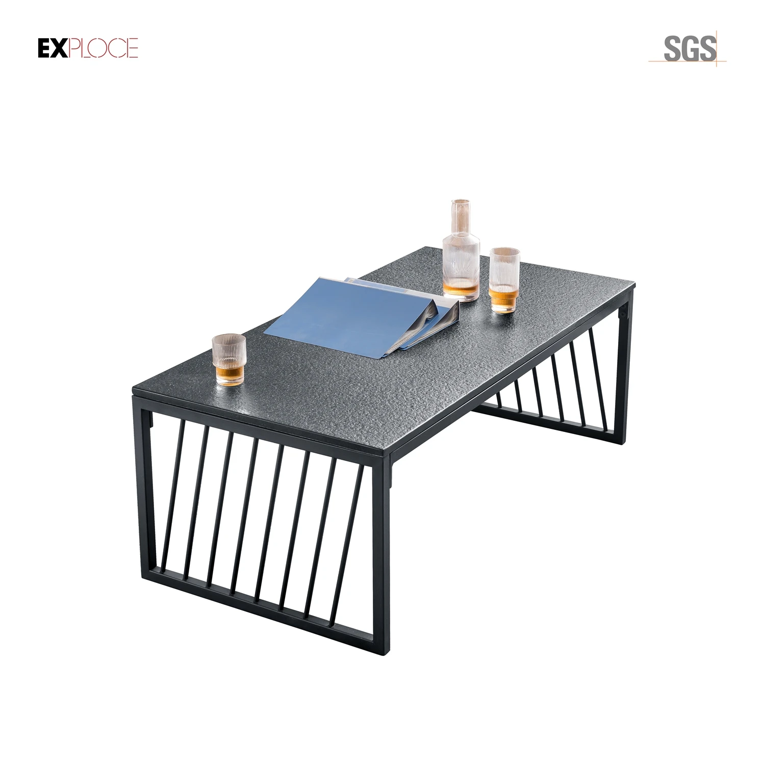 2020 newest modern simple style black glass marble top tea center rectangle  coffee table