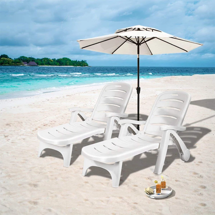 Plastic Foldable Outdoor Beach Chaise Lounge Chair