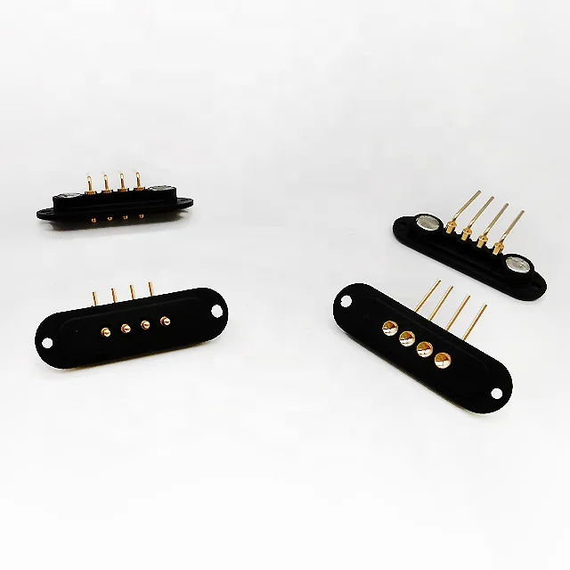 4 pin right angle pogo pin gold plated brass connectors 2.54mm pitch female and male