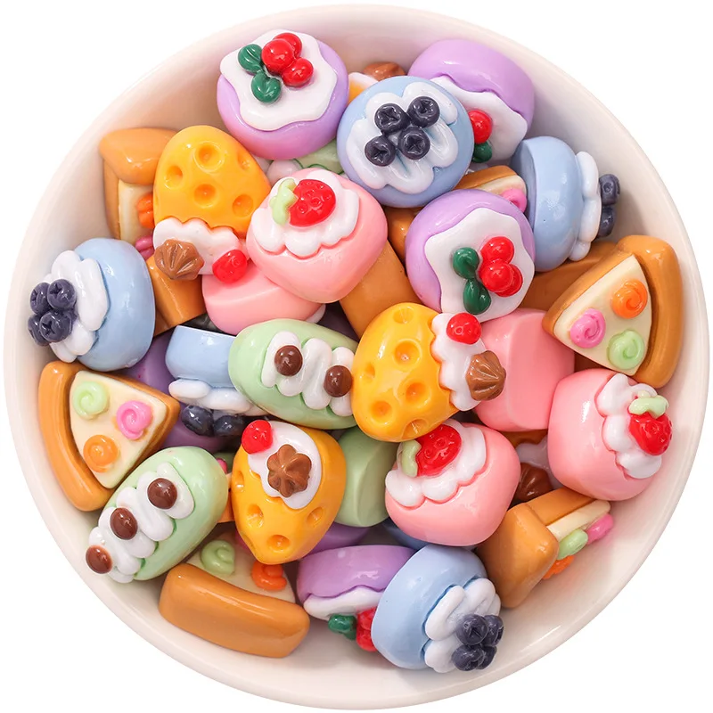 2024 New Design Mini Resin Dessert Fruit Cake Cream Cake Food Doll House Miniature Food Toy Diy Decoration Accessories
