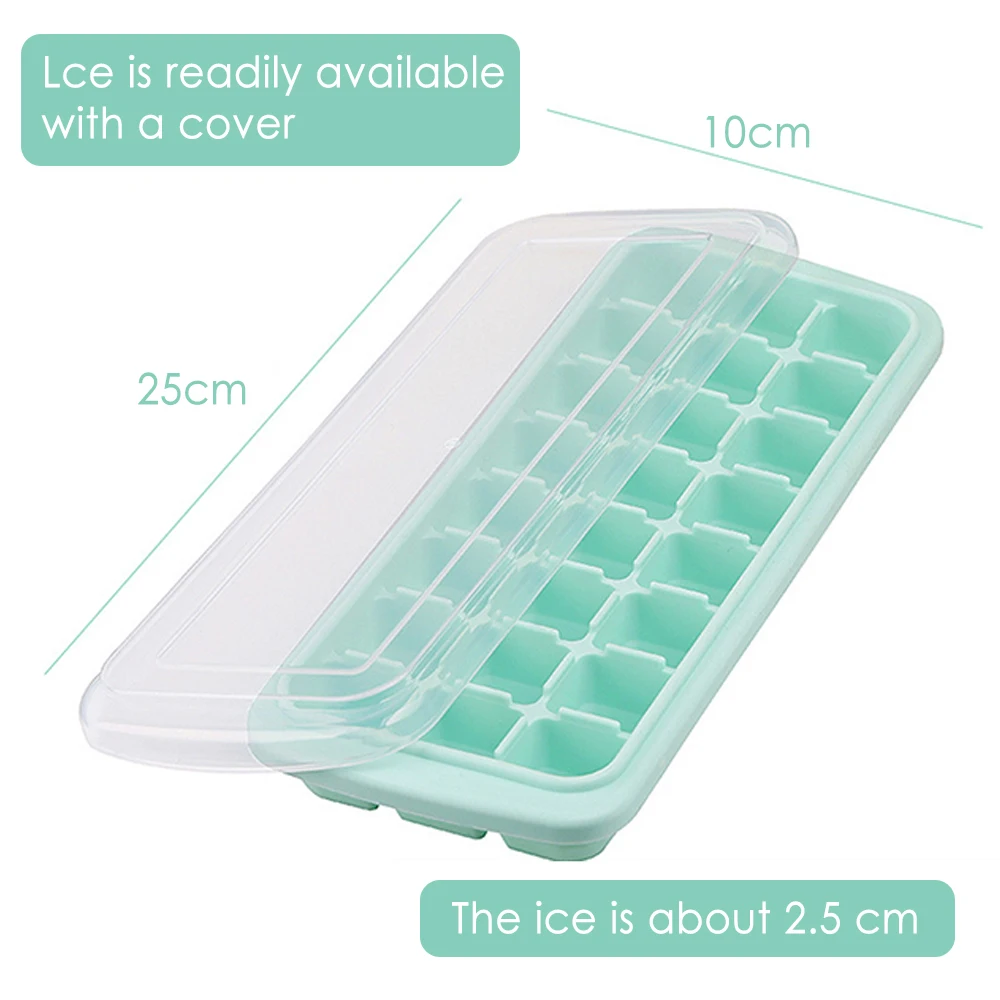 24 Ice Cubes Trays Silicone Flexible and BPA Free with Spill-Resistant Removable Lid Ice Cube Molds