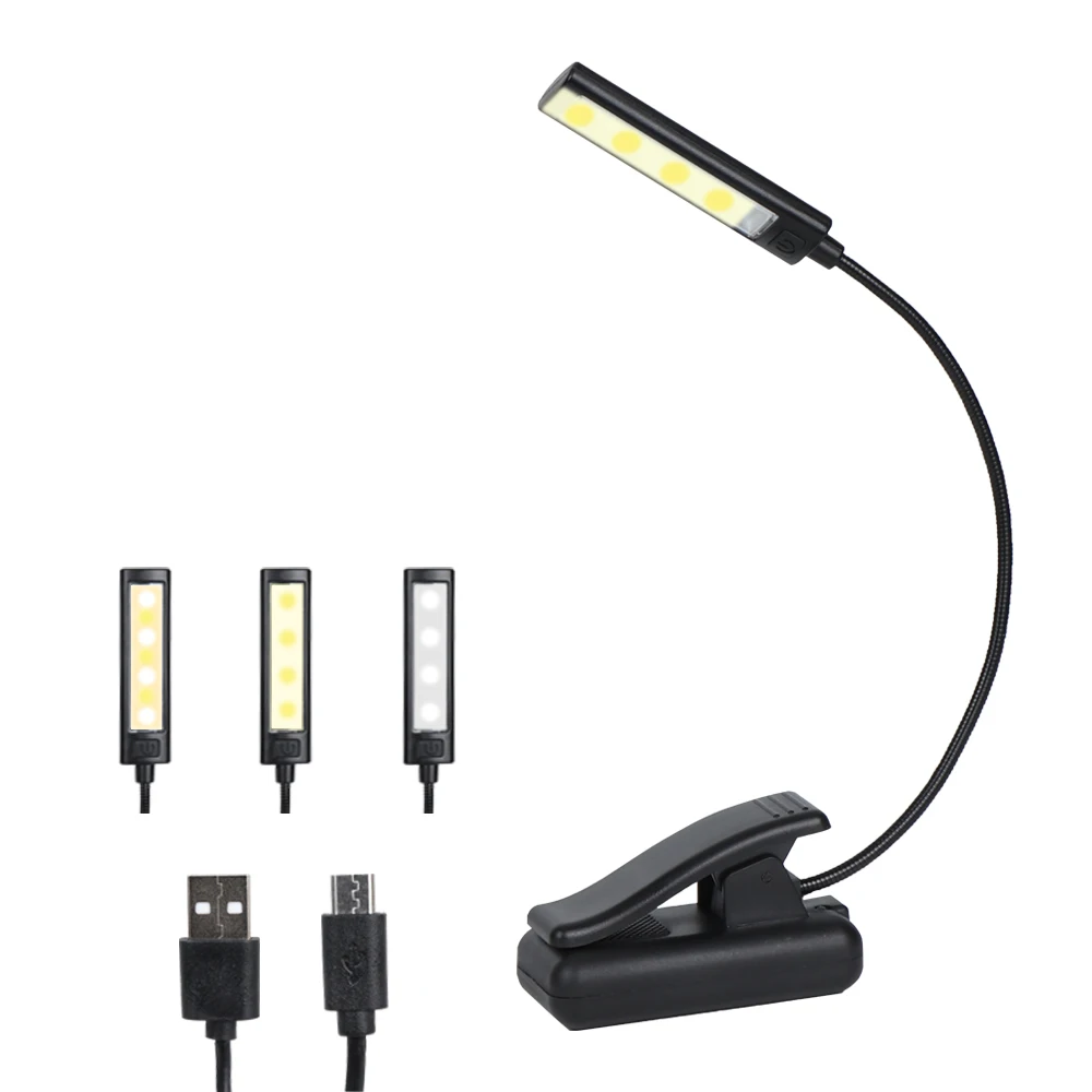 O08-0033 9 LED USB аккумуляторная лампа для чтения гибкая легкий зажим с 3 настройками