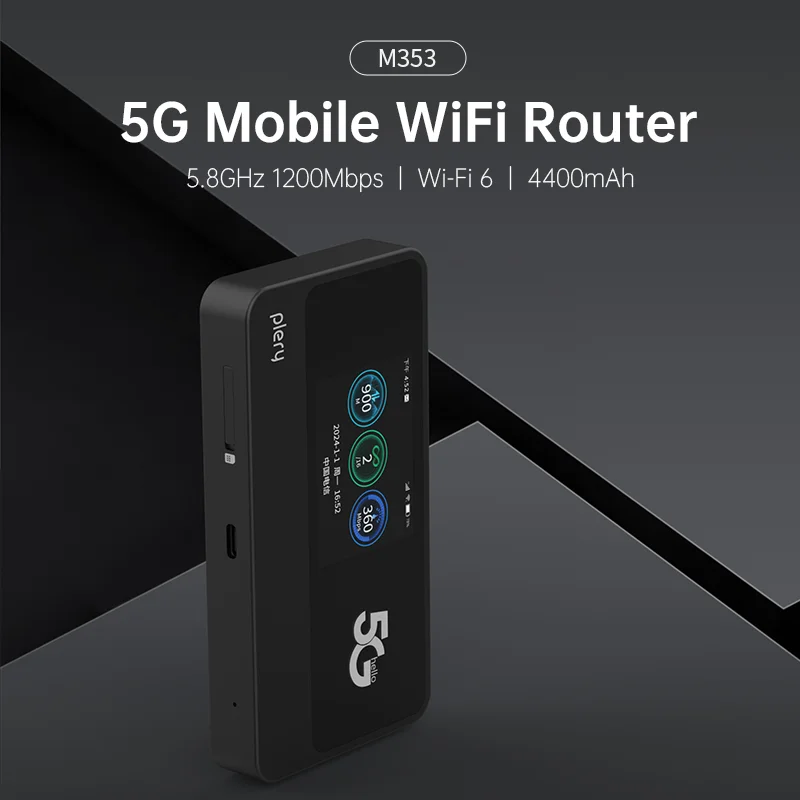 Plery M353 5G беспроводной маршрутизатор MIFIs мобильный Wi-Fi разблокированный открытый SIM-маршрутизатор 4400 мАч Карманный аккумулятор wifi6