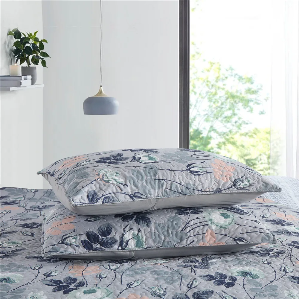 BORYARD Quilt Bedspread Set Floral Printed Stitching Queen King Size Quilted Quilt Colchas