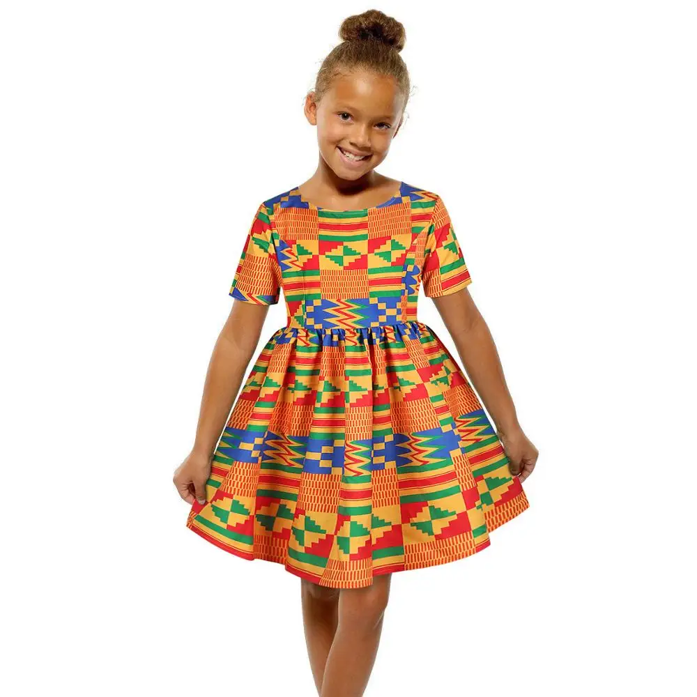 2020 Wholesale kids skirt african traditional clothing little girls short sleeve dress