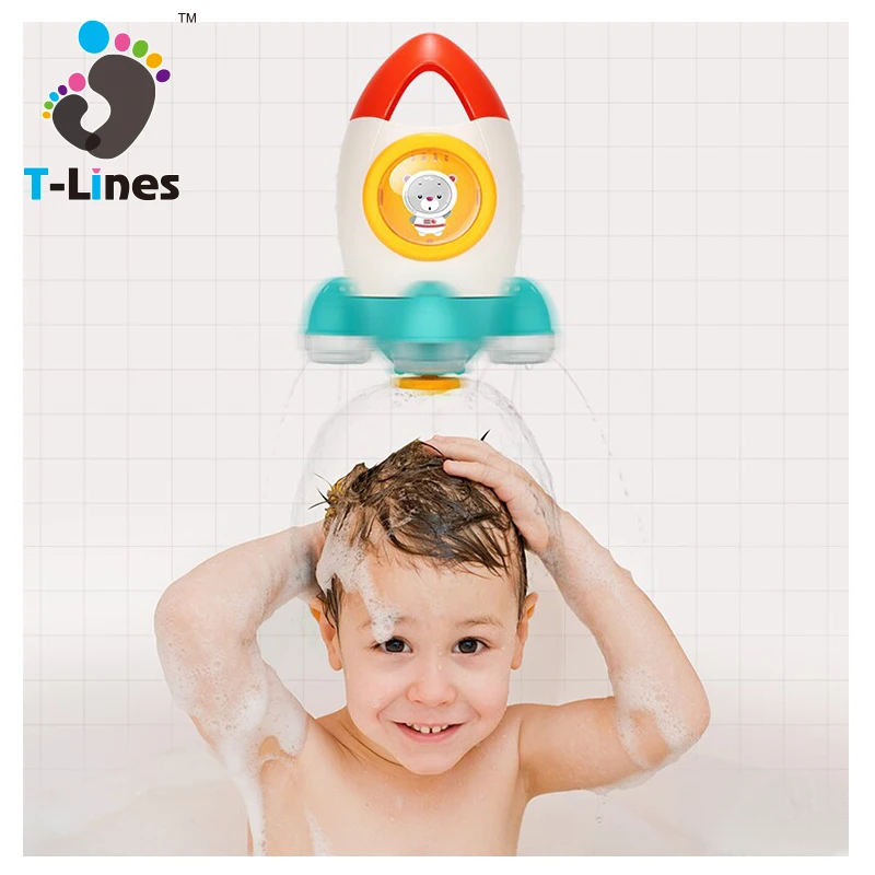 Spray rotating rocket baby plastic water shower toy for bath