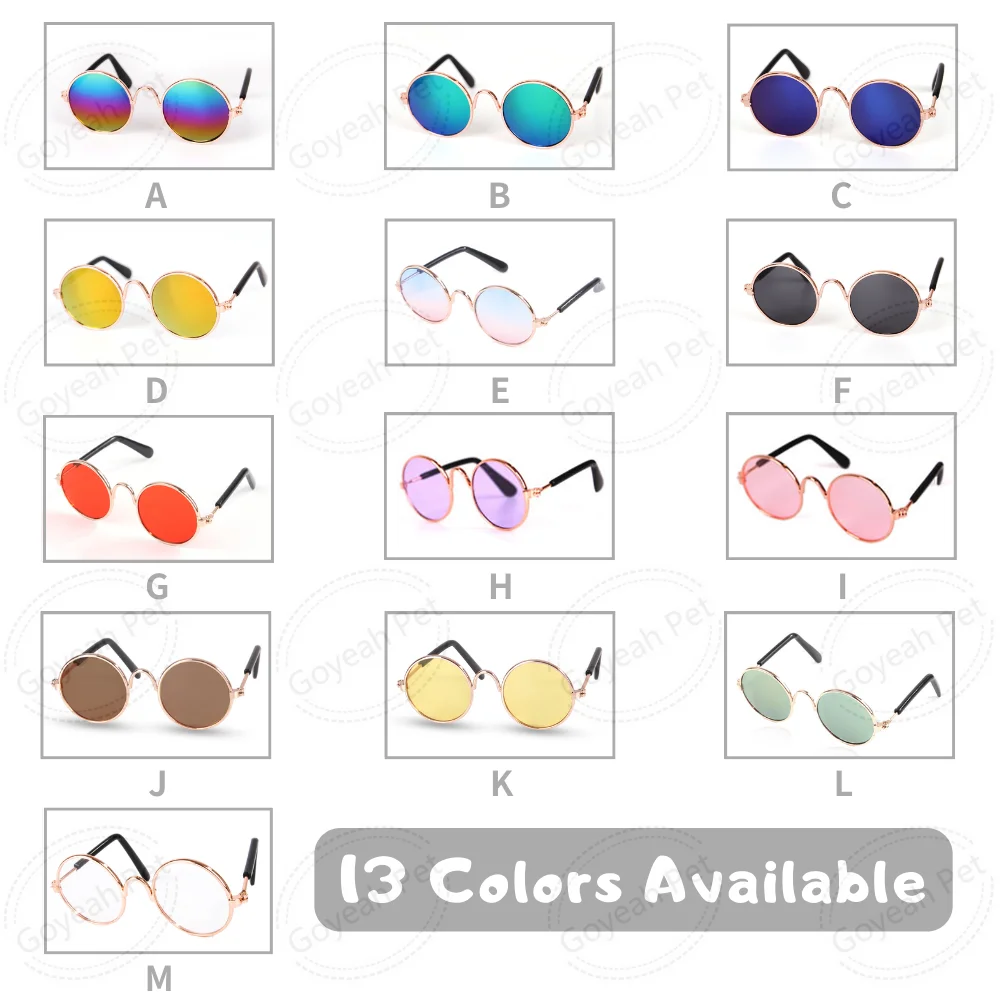 Hot Sale Retro Cat Dog Sunglasses Colorful Pet Cosplay Glasses for Puppy Kitten