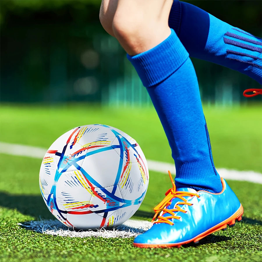 1 Pc No. 5 Soccer Machine Sewn PVC Professional Soccer Training Game Wear-resistan Thickened Soft Leather   (with air pump)