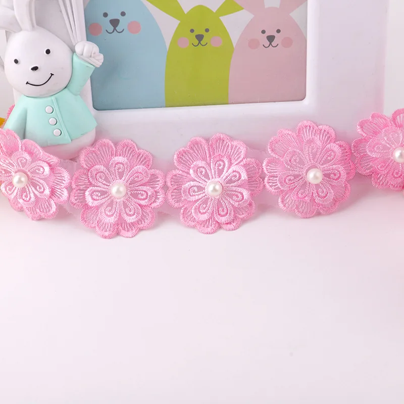 Manufacturers new popular wedding dress footwear clothing accessories lace handmade organza net nail bead edge