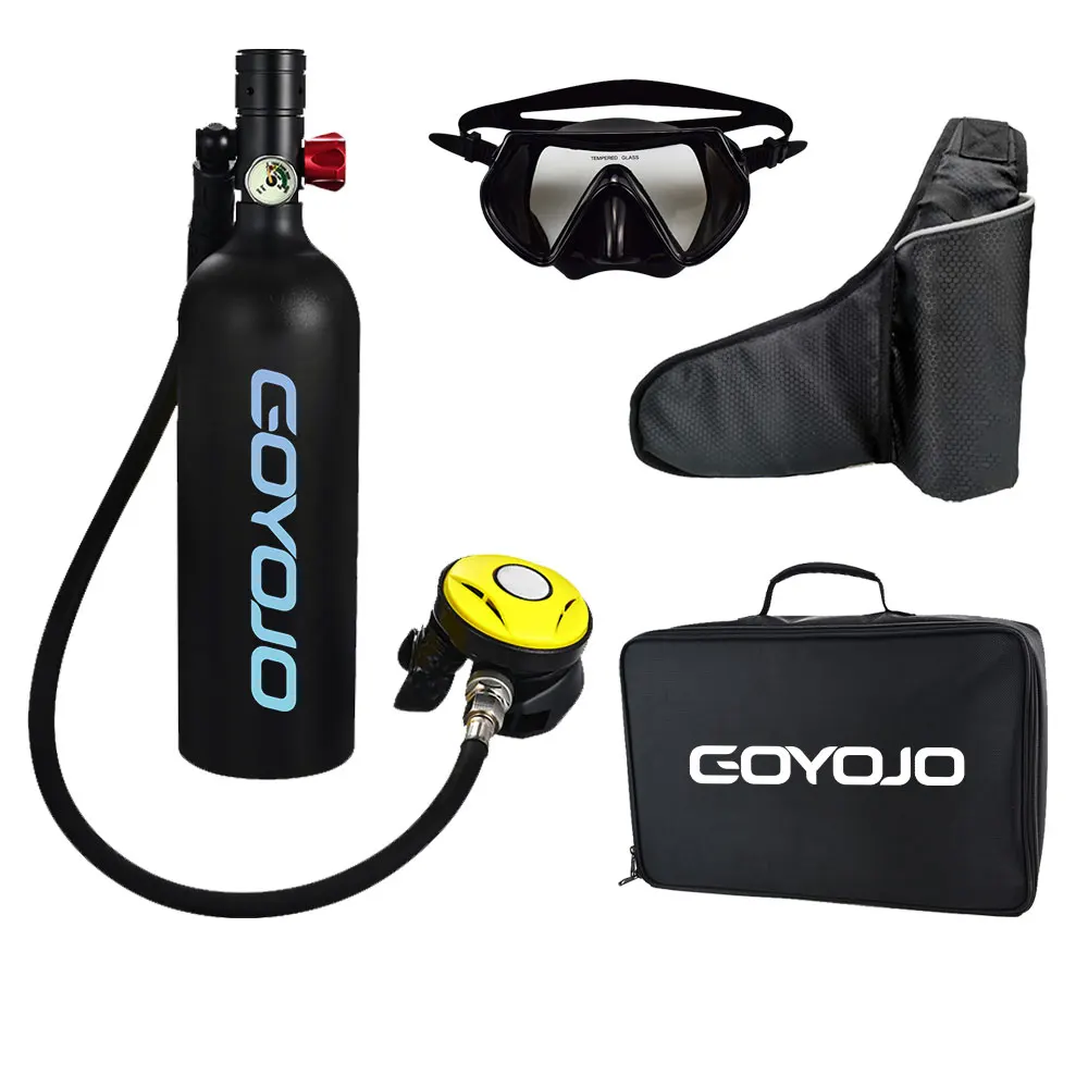 Scuba Diving Oxygen Tank  1L Cylinder Underwater Breather for  with Breathing Valve C Set