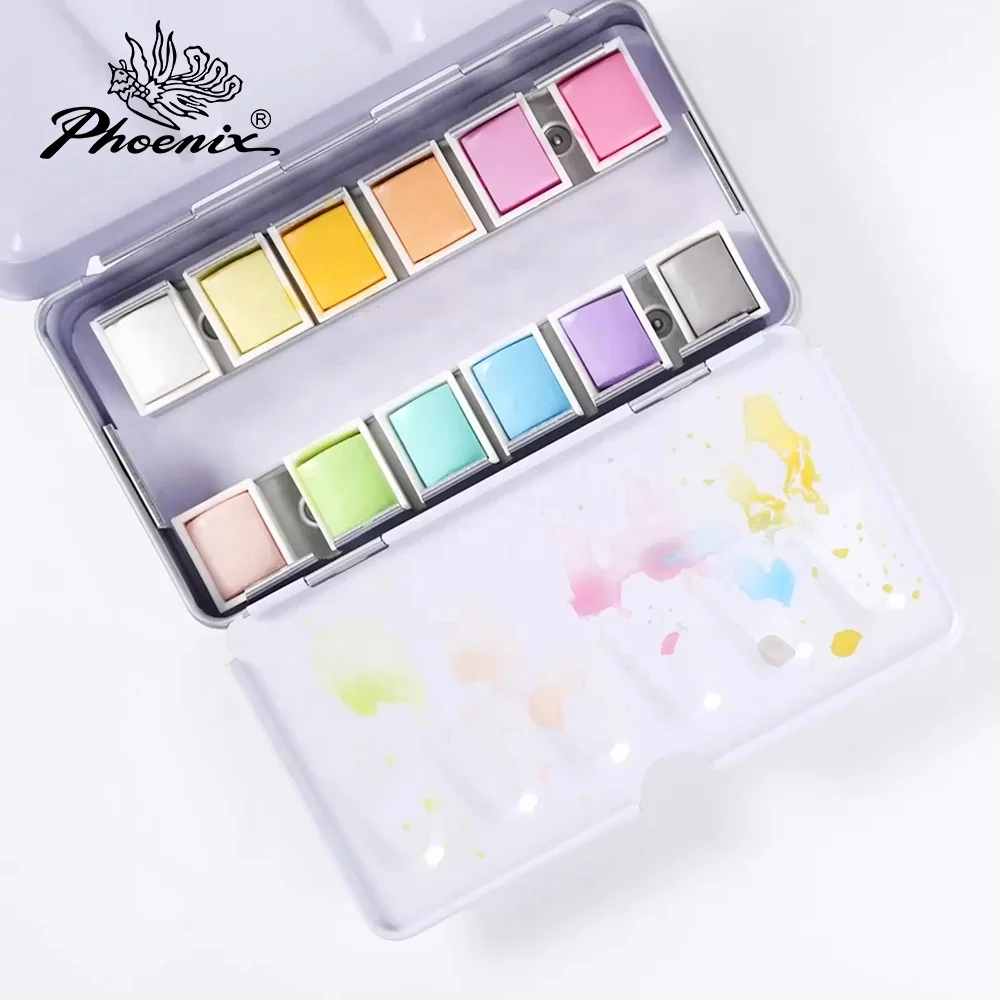 Phoenix 12 Colors Artist Macaron Color Dreamy Ethereal Effect Watercolour Pastel Watercolor Set