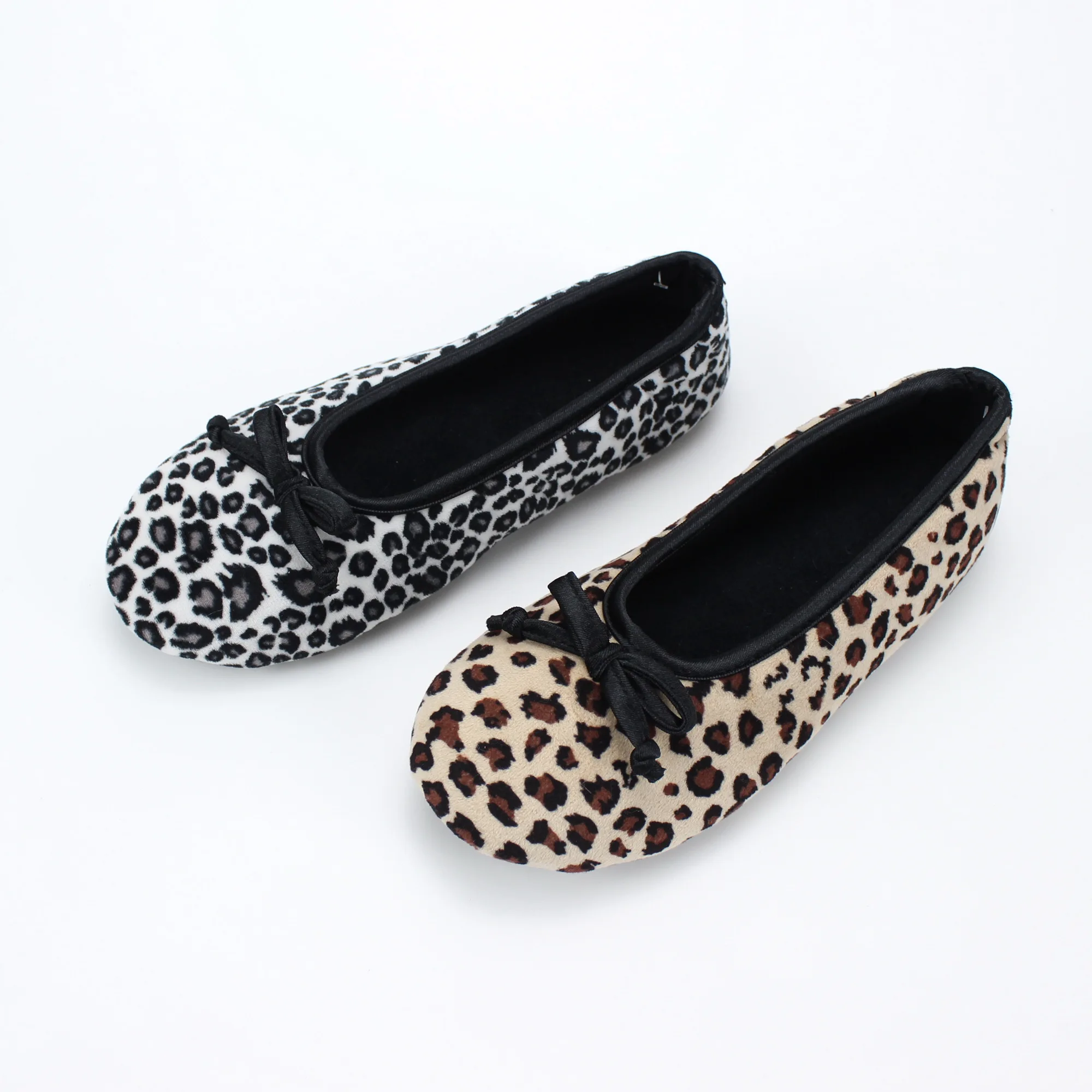 
Animal design upper with black bowknot and soft plush lining indoor slipper ballerina 