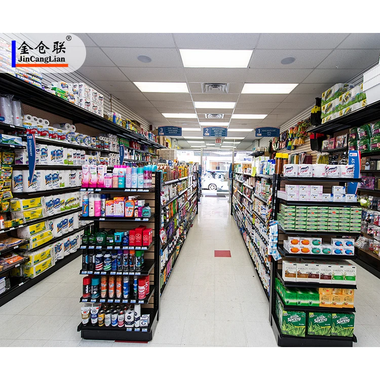 Metallic Gondola Shelving Grocery Shelves Store Retail Racks Metal Supermarket Shelf Display Stand Wall Mini Racks