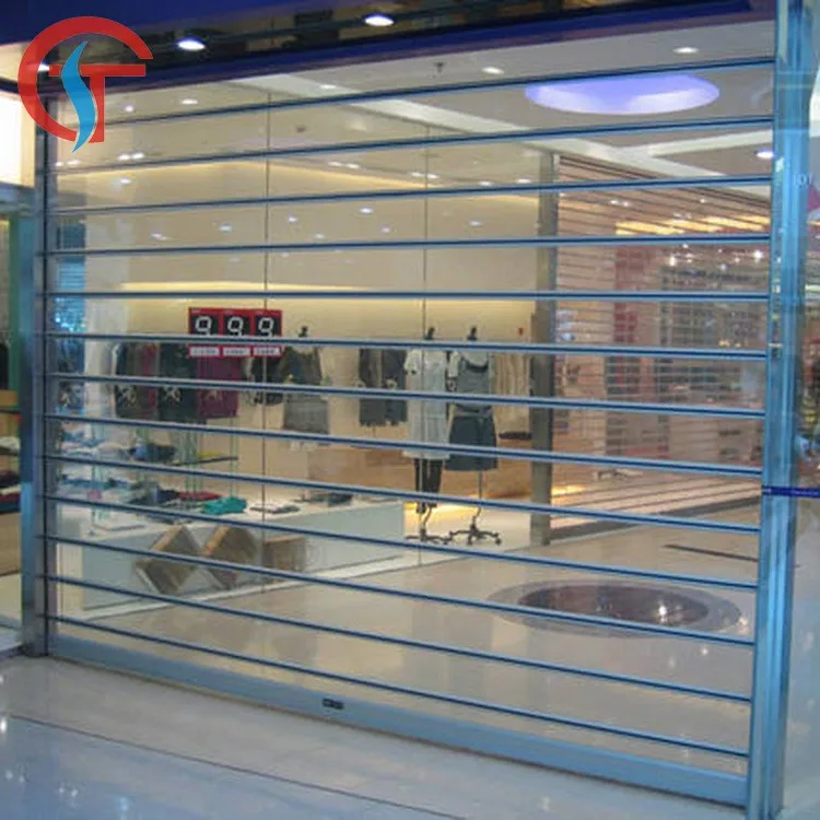 Transparent polycarbonate rolling shutter door,commercial roll up door