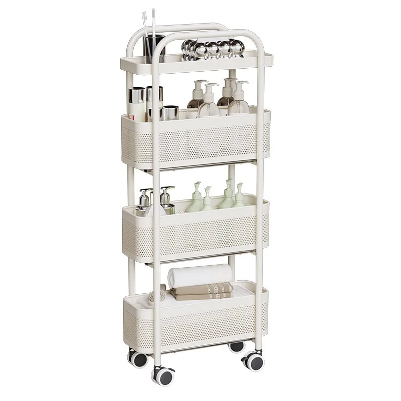 OWNSWING 4/5 Tier Trolley Storage Rack Multi-Purpose Utility Cart Narrow Seam Storage with Wheels Bathroom Bedroom Storage Shelf
