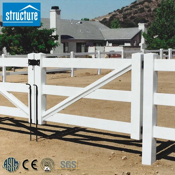Cheap Plastic Ranch Vinyl Cattle Rail Fence Gate for Farm Yard