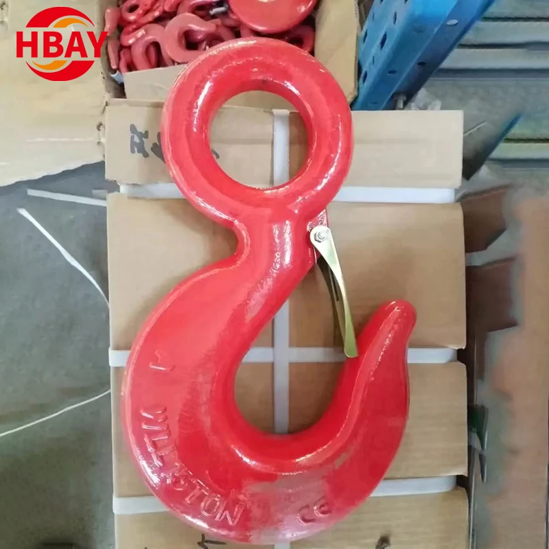 1 Ton Stainless Steel Casting Alloy Hook with American Eye Latch Strong Bearing Force Lifting Hook for Industrial & Hardware Use