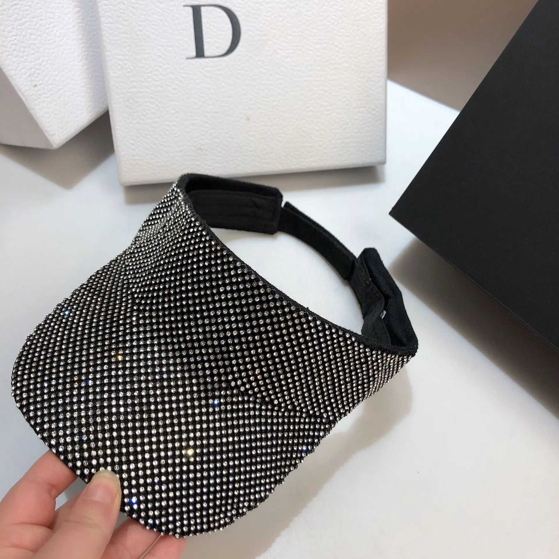 New fashion rhinestones visor for women shiny rhinestones bling bling designer sun visor cap