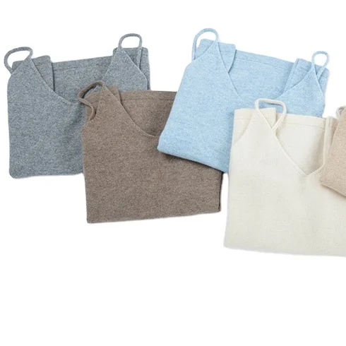 100% Cashmere Vest For Female Pure Mongolian cashmere Knitting Sleeveless Factory OEM&ODM