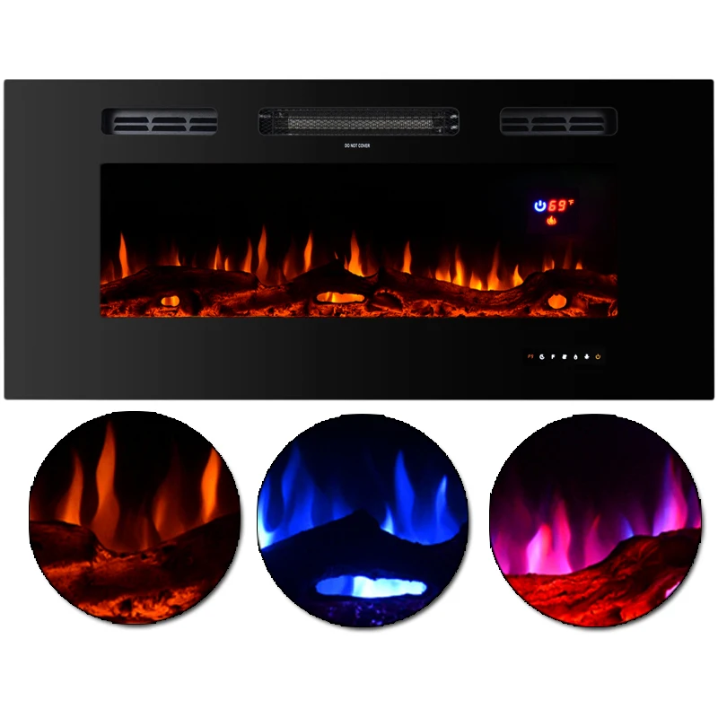 Встраиваемый настенный Электрический камин 40 дюймов, нагреватель с сенсорным экраном и дистанционным управлением