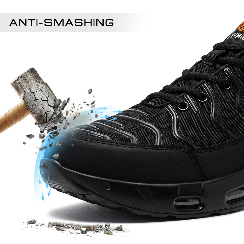 LARNMERN Safety Work Shoes Breathable Slip Resistant Construction Shoes Lightweight Steel Toe Sneakers for Men