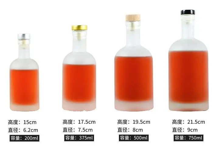 100ml 200ml 375ml 500ml 750ml 1000ml Manufacturer supply liquor wine glass bottle with cork vodka gin rum whisky bottle
