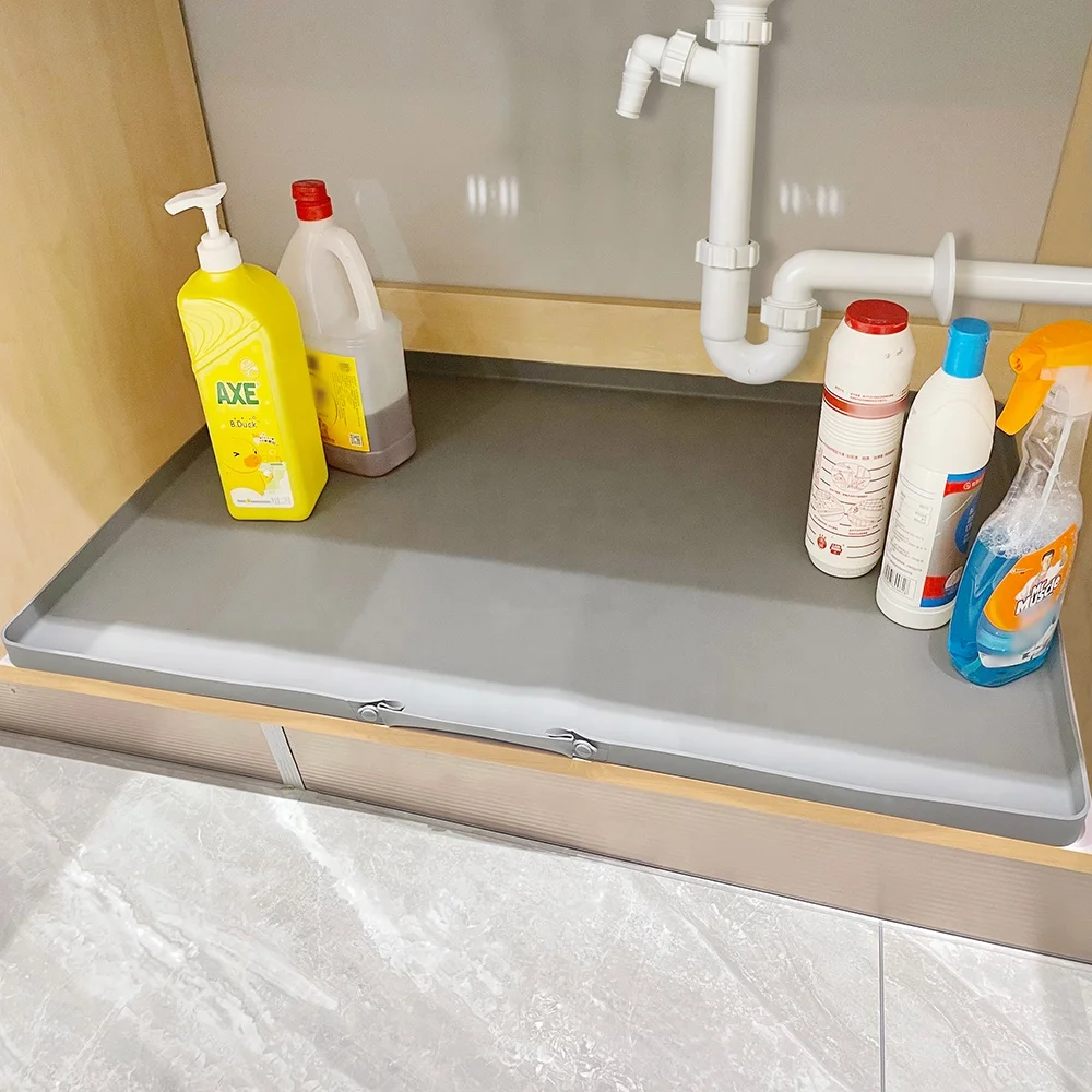 Large Premium waterproof Drip Tray Liner Water Leak Protection Silicone Kitchen Cabinet Under Sink Mat