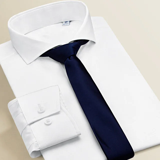 Быстросохнущие мужские рубашки из полиэстера с воротником-стойкой, мужские однотонные классические рубашки из спандекса с длинными рукавами на заказ