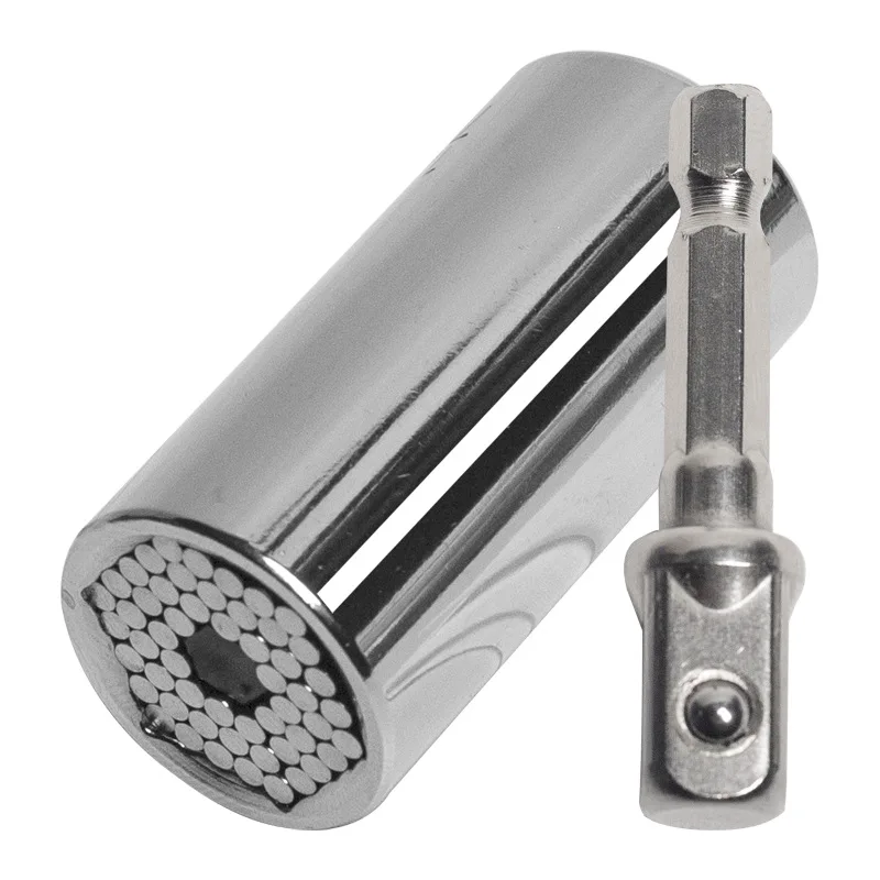 Yunbei metric 7mm-19mm Practical Universal Socket Grip Adapter socket 3/8 inch hex shank receiver silver ratchet sockets