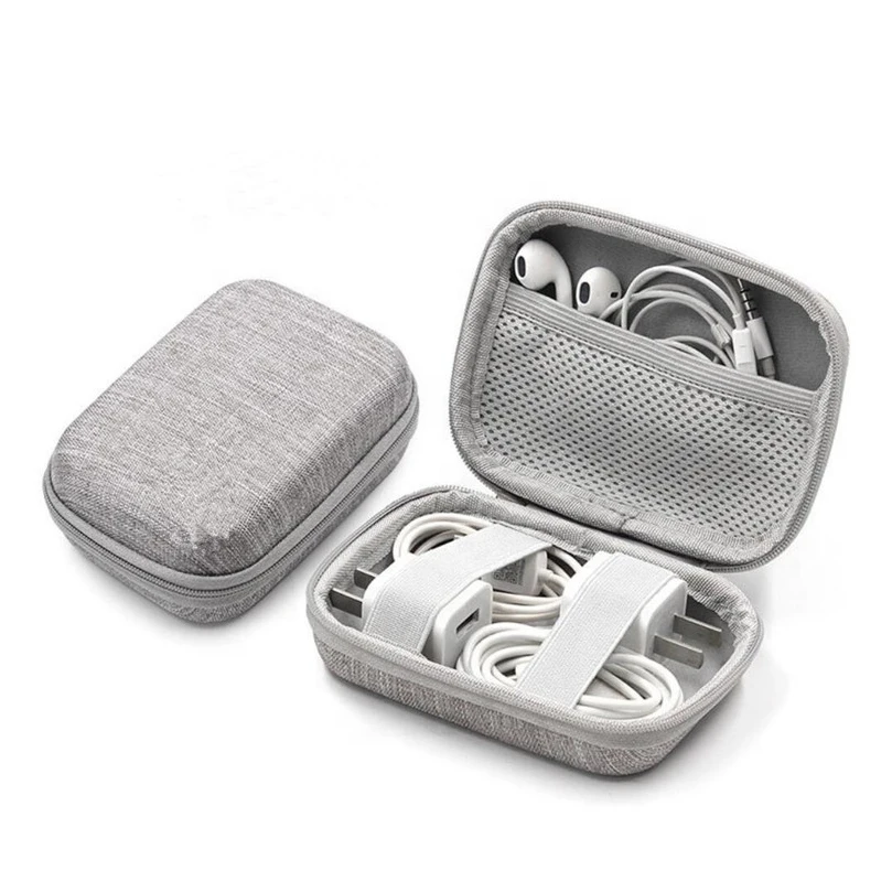customize logo gray waterproof shockproof eva hard bag headphone storage box carrying earphone eva case