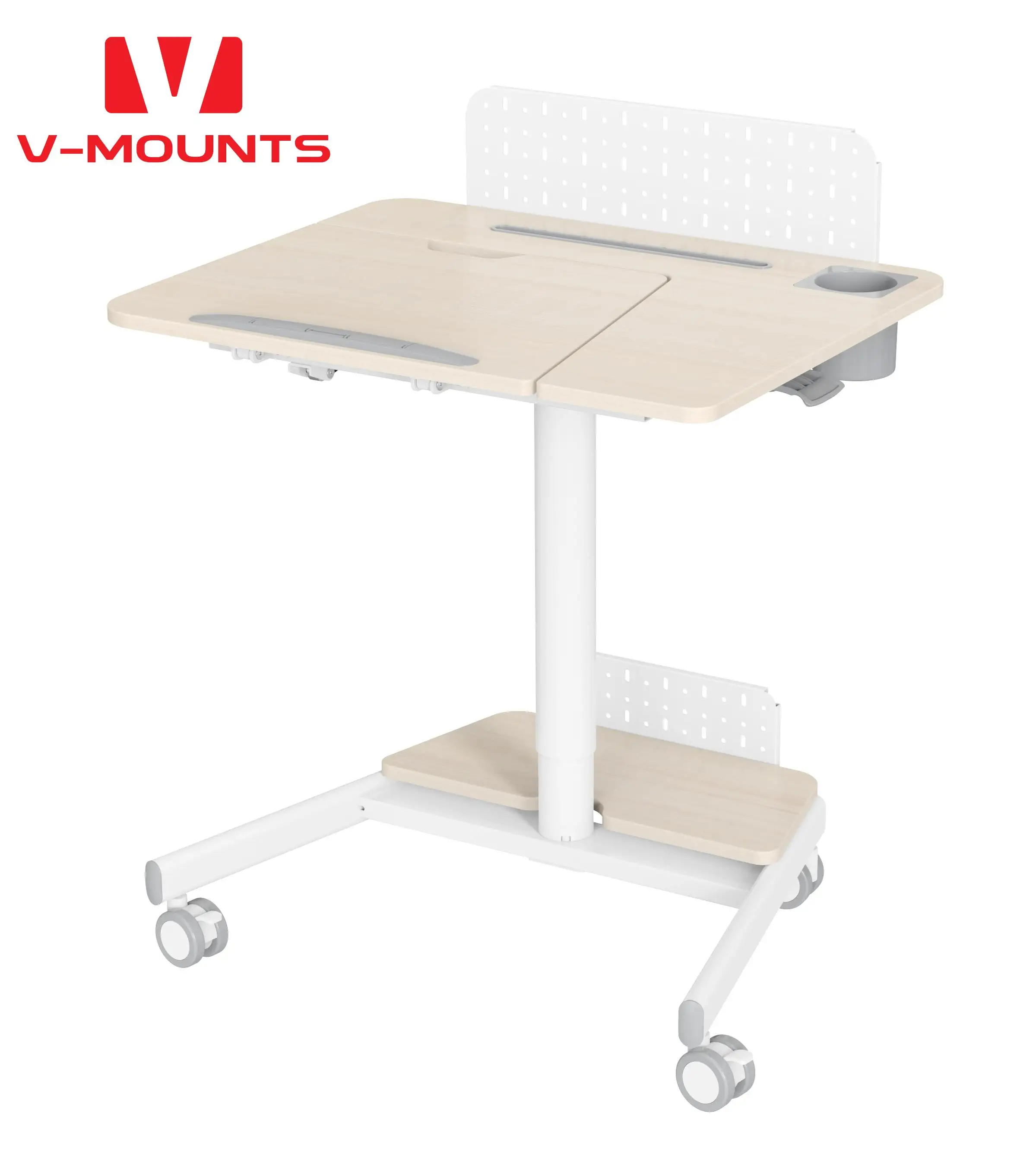 V-mounts Designed With A Storable Perforated Panel Height Adjustable Mobile Laptop Computer Desk  VM-FA105
