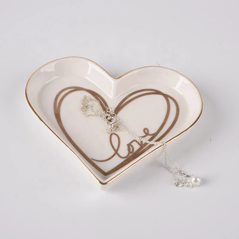 Exquisite Ceramic Heart-Shaped Ring Dish Holder for Jewelry and Trinkets - Ideal for Home Decor, Weddings, and Birthdays