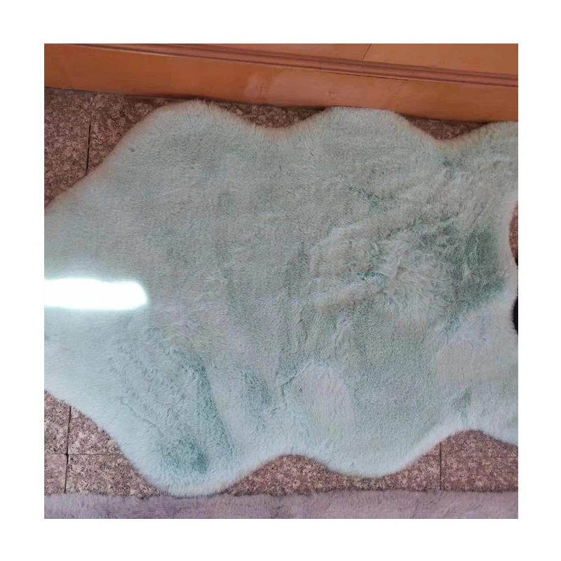 Top Sale Rabbit Faux Fur rugs  Fluffy Sheepskin Carpet High Pile Household  Suede Backing Area Rugs and Mats