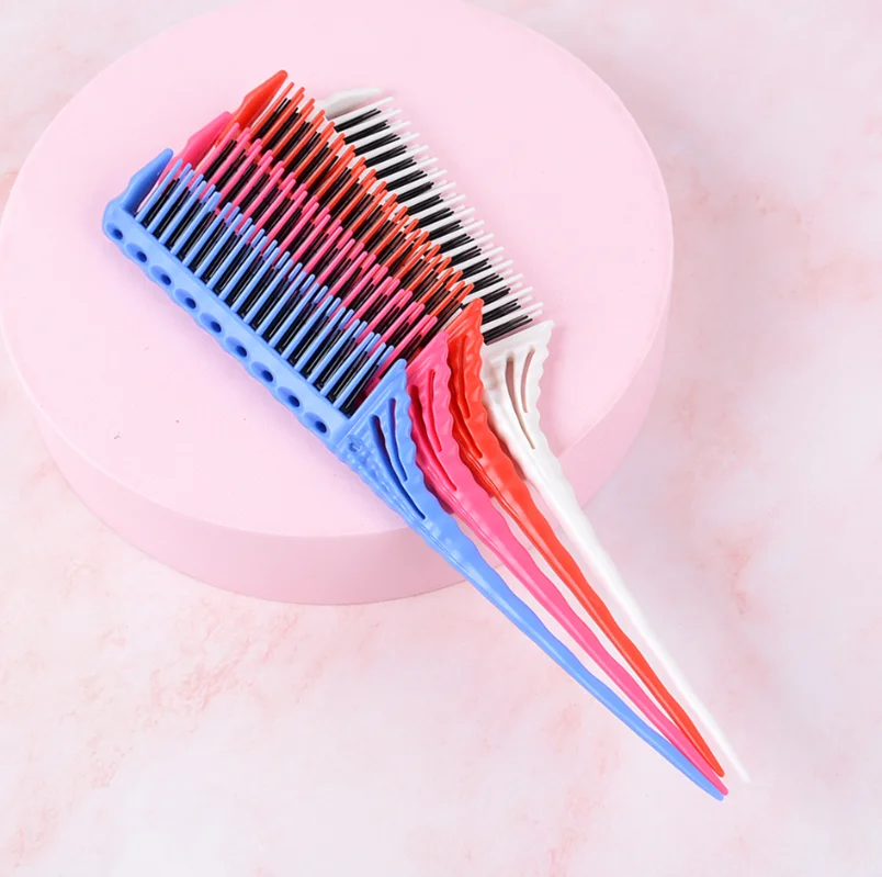 5pcs set  Portable Hair Comb Salon Brush Styling Hairdressing Tail Plastic Comb Set For Beauty New With Three-row Design Comb
