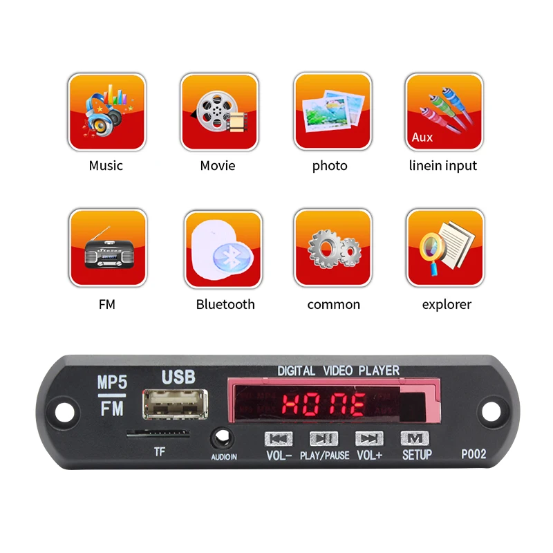 MP3 MP4 MP5 HD 1080P Audio and Video Player Blue tooth Decoding Module