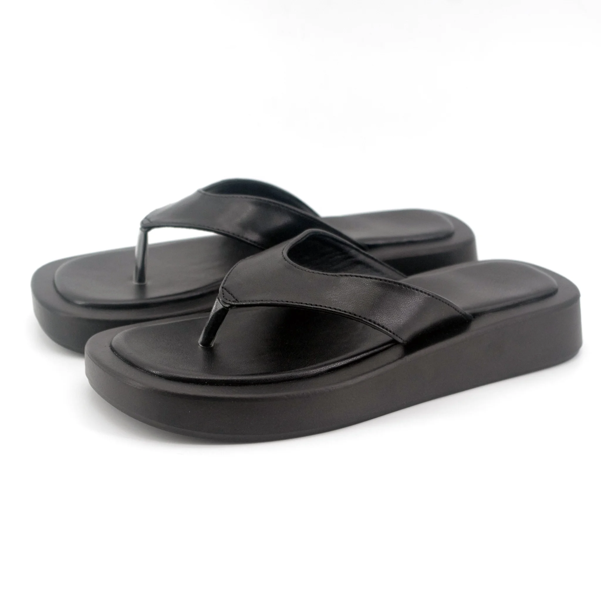 2022 PU leather flip flop platform women flat sandals