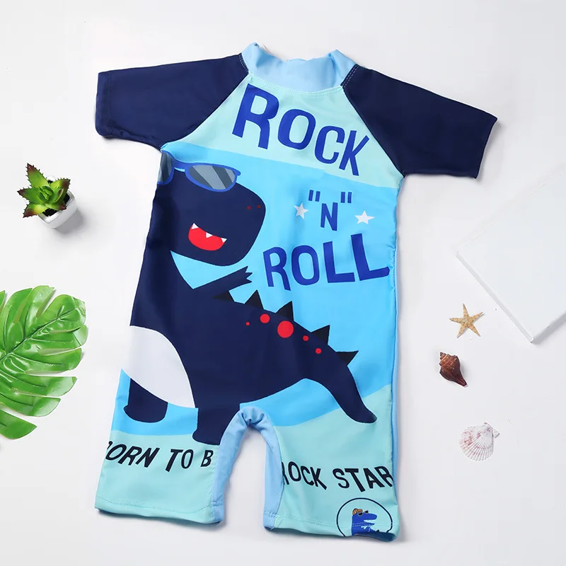 Hot Sell Children Boy Cute Cartoon Swimsuit One-Piece Bathing Suit For Boys Kid Boys Beach Breathable Short Sleeve Swimsuit