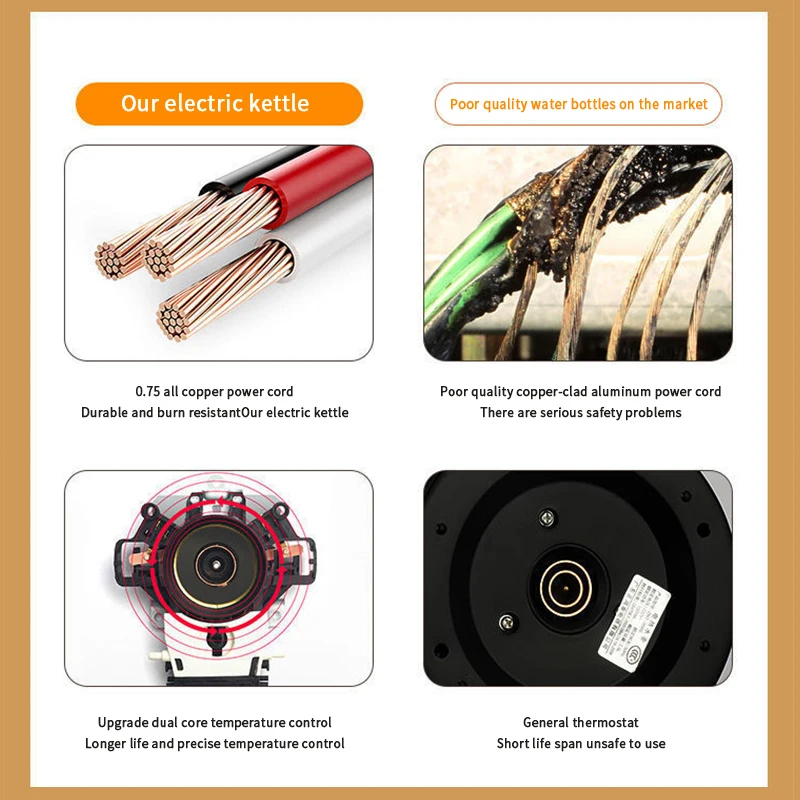 Cost-effective Stainless Steel 2L Thermal Insulation Hot Kettle Electric Heating Tea Water Kettle