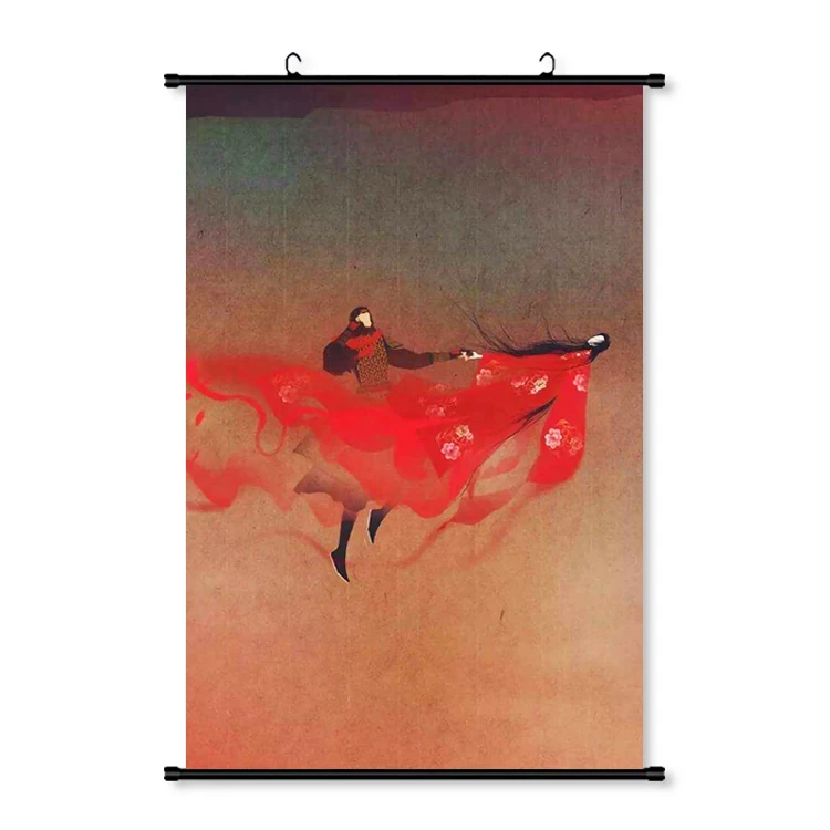 Quality Design Bedroom Decoration Cartoon Hanging Scroll Banner Hanging Flag Wooden Pole Kakemono