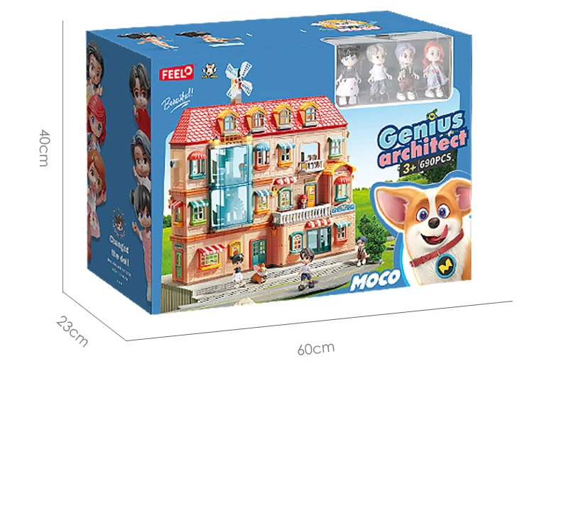 FEELO2024 Новый fun690pcs роскошная вилла строительные блоки сцена просветления игрушки Лучшие продажи индивидуальные для детей