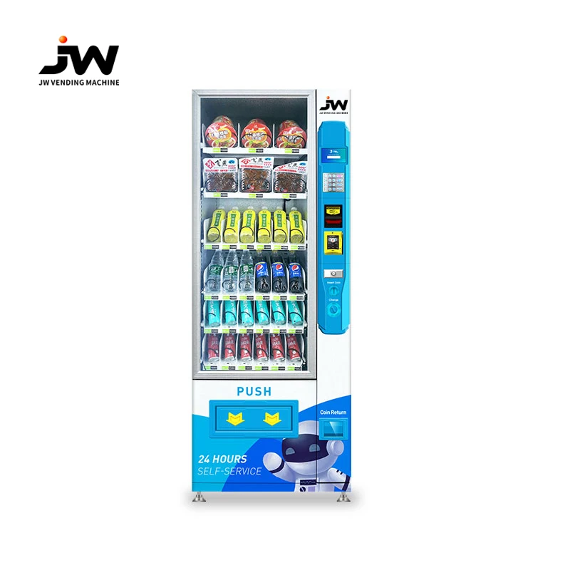 Hot Selling 24 Hours Large Capacity Automatic Combo Vending Machine For Foods And Drinks Snacks And Beverages 1 Warranty
