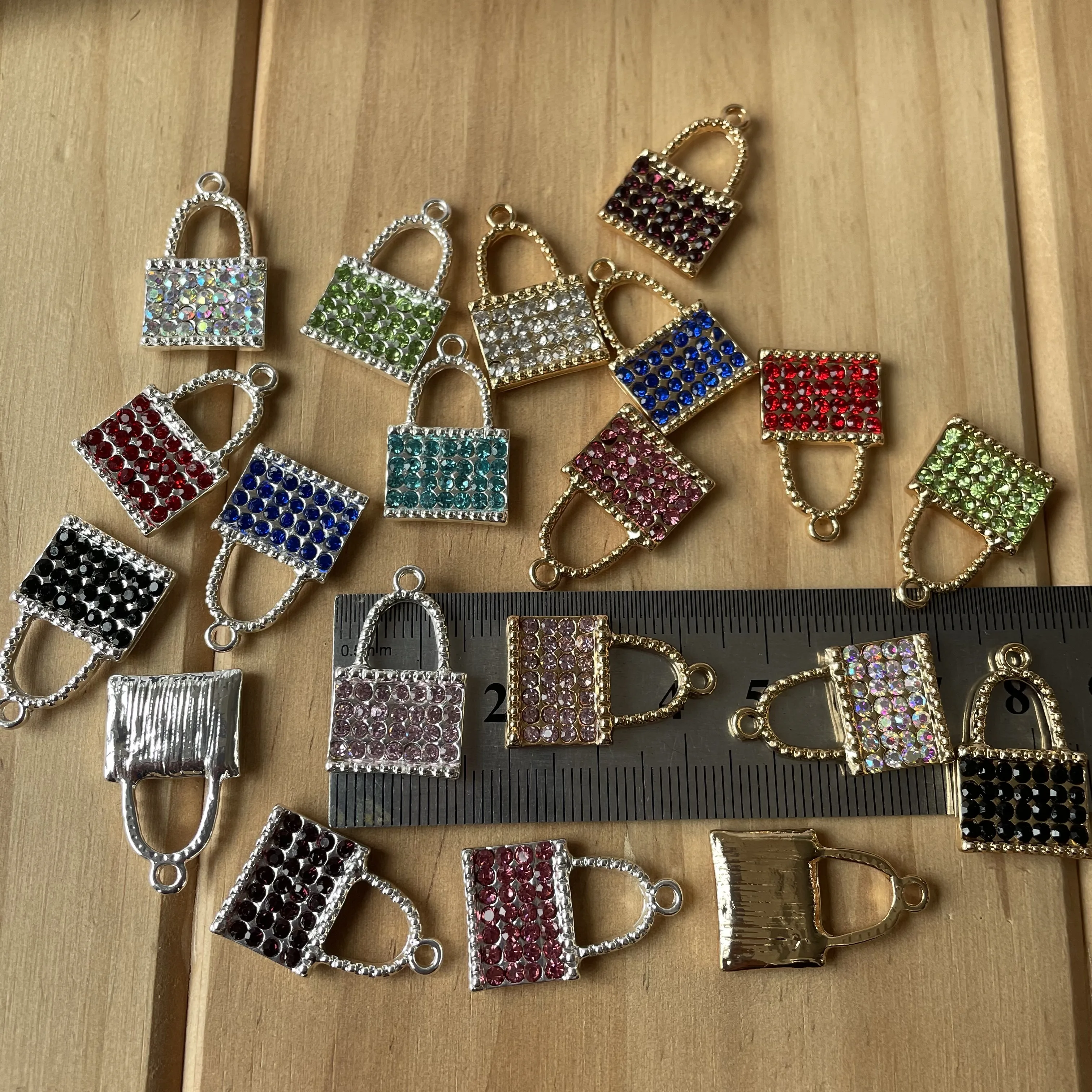 DIY bling crystal lock pendants charms for bracelet necklace full crystal diamond lock jewelry pendant charms
