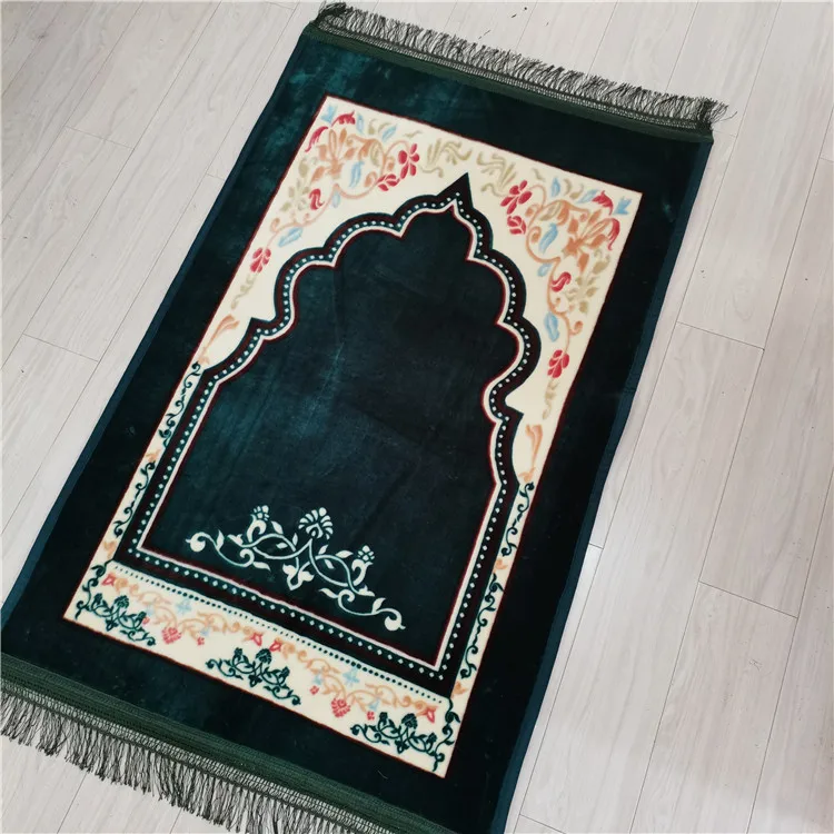 Colorful cheap price  wholesale soft good thickness anti-slip 80*120 cm adult Arabic Custom logo print muslim Raschel Prayer mat