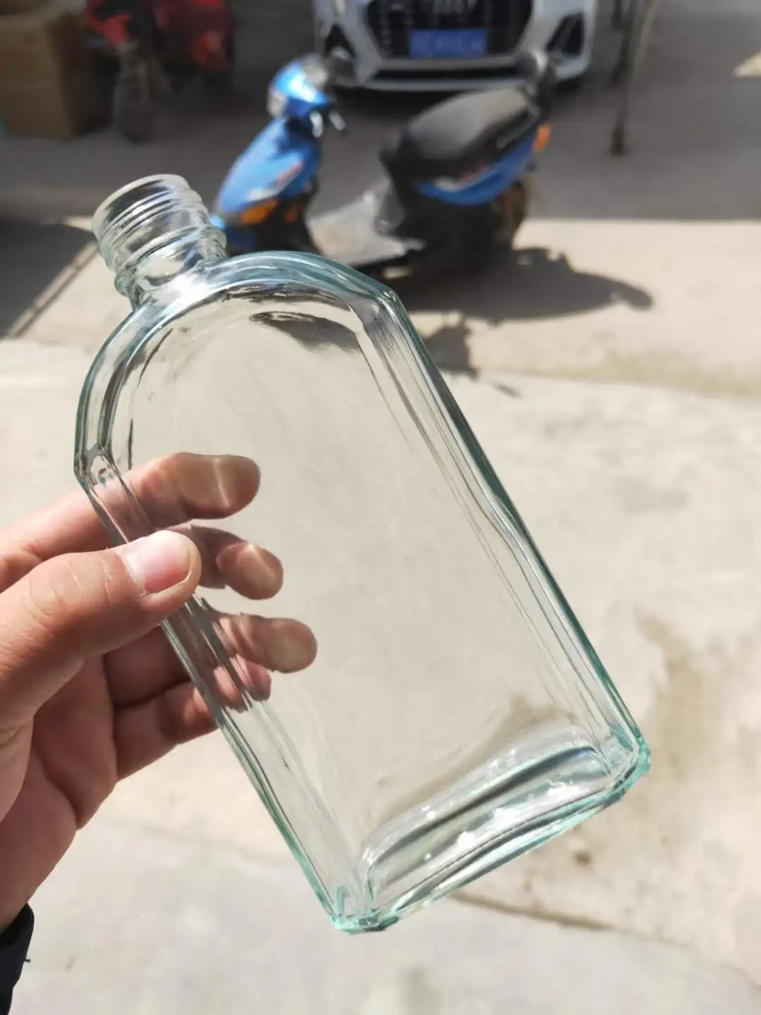 350ml 12oz empty flat glass bottles flask hip bottles customized logo print coffee juice milk glass bottles empty