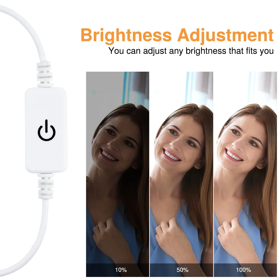 Hollywood Makeup Light Bulbs Vanity Mirror Lamp for Bathroom White Body USB Powered touch Switch Lamps