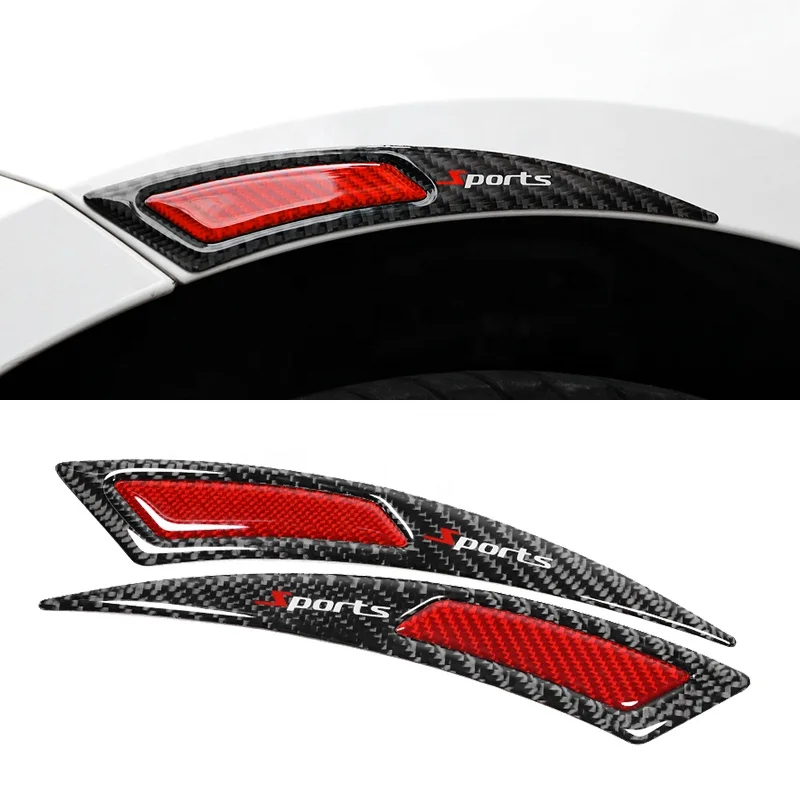 2PCS Car Decoration Sticker Car Anti-scratch Guards Universal Real Carbon Fiber Car Wheeled Eyebrow Protector Sticker