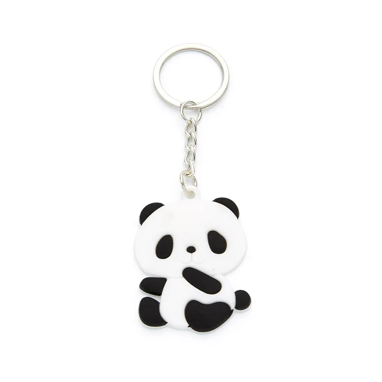 Fashion Custom Logo Cute National Treasure Panda Bamboo Animals Cartoon PVC Key Chain