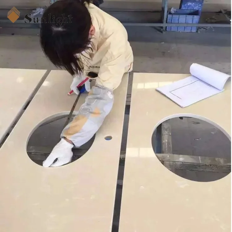 Engineered Black white red  Crystal Quartz Stone Kitchen Countertop with Singe Sink recycled glass soap stone countertops