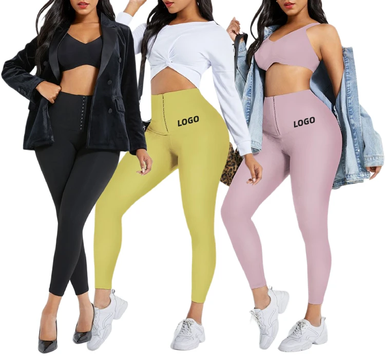 
Women Fitness Apparel Breathable Hooks Waist Trainer Corset High Waist Yoga Pants Gym Leggings 