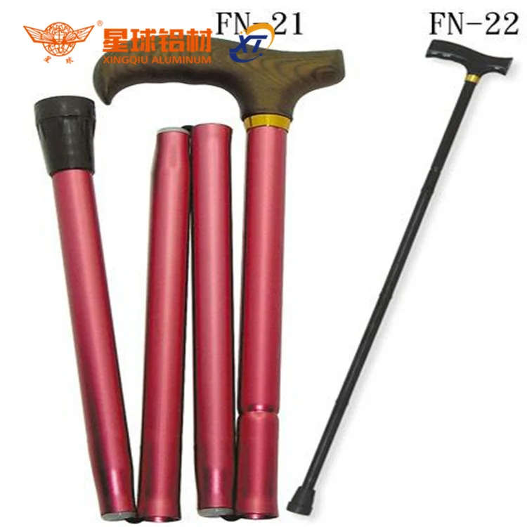 2022 outdoor aluminium alloy adjustable profiles for the elderly, folding walking stick for mountaineering